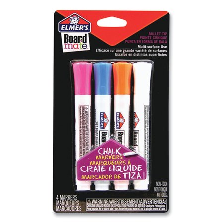 ELMERS Boardmate Wet Erase Chalk Markers, Broad Bullet Tip, Assorted Colors, PK4, 4PK E152MELM